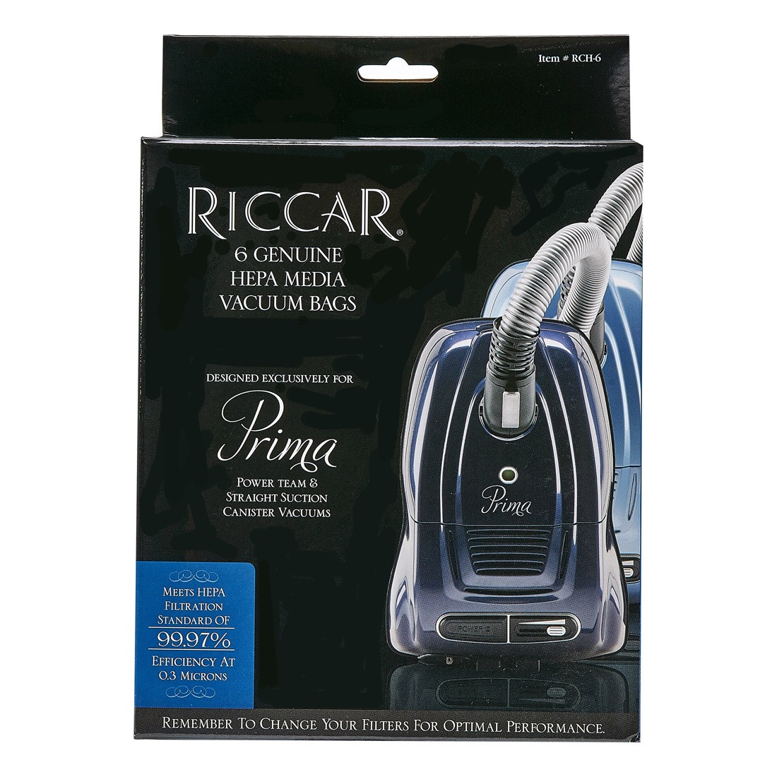 Genuine 6 Pack Riccar Hepa Vacuum Bags for Prima Vacuum Cleaners 